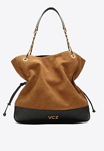 Bolsa Grande Tote Katherina Camurça Vicenza Camel