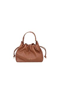 Bolsa Feminina Pequena Bucket Crossbody Tiras Couro Luiza Barcelos Camel