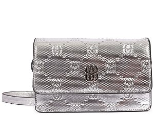 Bolsa Pequena Metalcolor Tiracolo Fivela Logo Mania Schutz Prata