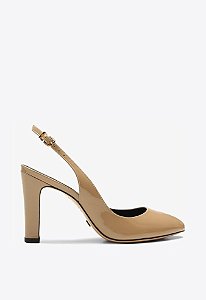 Scarpin Marie Slingback Verniz Salto Alto Vicenza Nude