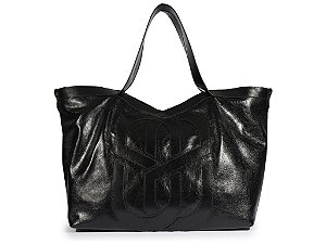 Bolsa Grande Shopper Couro Logo Mania Schutz Preto