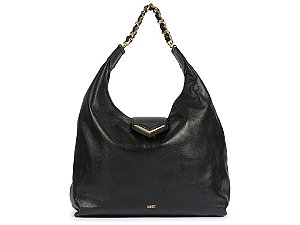 Bolsa Grande Hobo Couro Alça Corrente Triangulo Schutz Preto