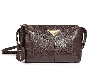 Bolsa Pequena Tiracolo Couro Ziper Triangulo Logo Schutz Marrom