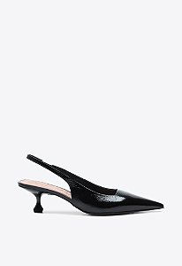 Scarpin Indy Verniz Salto Taça Slingback Vicenza Preto