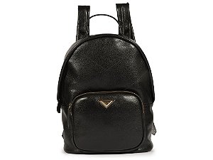 Mochila Grande Ziper Couro Triangulo Schutz Preto