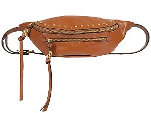 Pochete Rebite Ziper Tiras Alça Fivela Schutz Camel