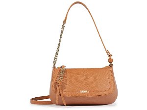 Bolsa Feminina Pequena Shoulder Couro Croco Schutz Camel