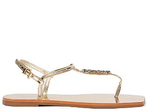 Rasteira Feminino Metalcolor Injetado Logo Strass Schutz Dourado