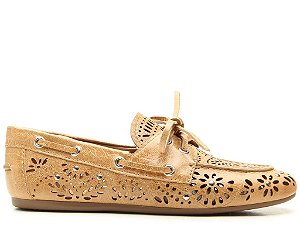 Mocassim Rebite Tiras Couro Laço Vicenza Camel