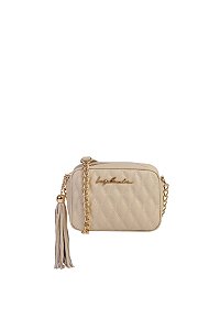 Bolsa Feminina Pequena Couro Metalassê Alça Corrente Logo Luiza Barcelos Off White