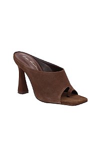 Mule Feminino Camurça Salto Alto Dedo Luiza Barcelos Coffee