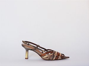 Scarpin Luciana Bico Fino Tiras Metalcolor Verano Specchio Brand