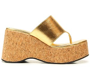 Tamanco Flatform Metalcolor Palha Vicenza Dourado