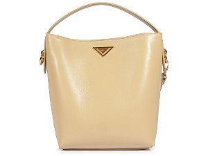 Bolsa Bucket Média Couro Alça Fivela Schutz Bege