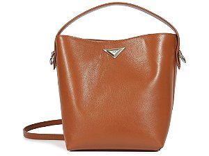 Bolsa Bucket Média Couro Alça Fivela Schutz Camel