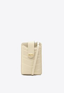 Porta Celular Beatrice Couro Logo Fecho Tiras Vicenza Off White