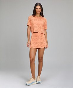 Saia Feminina Sobreposta Mesh Alto Giro