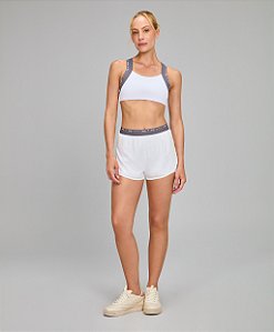 Shorts Feminino Sobreposto Cós de Elástico Alto Giro