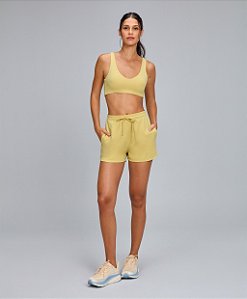 Shorts Feminino Bolsos e Cordao Alto Giro