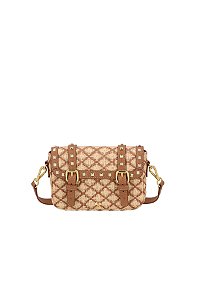 Bolsa Pequena Spikes Palha Fivela Shoulder Luiza Barcelos Camel