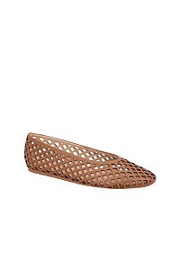 Sapatilha Feminina Couro Tela Geometrico Luiza Barcelos Camel
