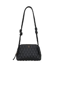 Bolsa Couro Shoulder Média Ziper Enfeites Matelasse Alça Nós Luiza Barcelos Preto