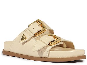 Papete Couro Fivela Dourada Tira Schutz  Off White