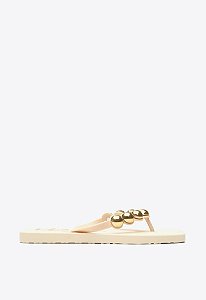 Chinelo Flat Tulum Fancy Flops Aplicação Esferas Vicenza Nude