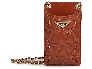 Porta Celular 944 Couro Alça Corrente Logo Triangulo Schutz Camel