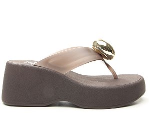 Chinelo Feminino Esfera Logo Mania Plataforma Vicenza Coffee