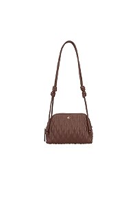 Bolsa Couro Shoulder Média Ziper Enfeites Matelasse Alça Nós Luiza Barcelos Coffee
