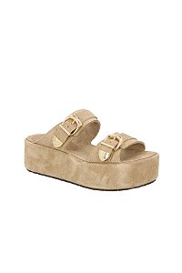 Papete Plataforma Flat Camurça Tiras Fivela Luiza Barcelos Fendi