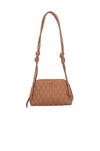 Bolsa Couro Shoulder Média Ziper Enfeites Matelasse Alça Nós Luiza Barcelos Camel
