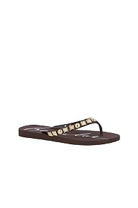 Chinelo Feminino Injetado Ilhós Metalizados Dourado Luiza Barcelos Coffee