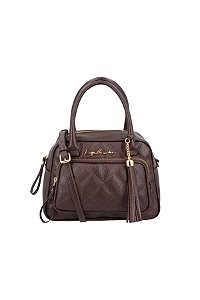 Bolsa Feminina Média Matelassê Frontal Logo Luiza Barcelos Marrom