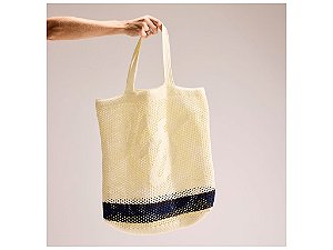 Bolsa Grande Shopper Tecido Tresse Logomania Vicenza Off White