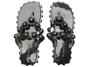 Chinelo Feminino Jelly Flip Flop Injetado Aplicações Vicenza Preto