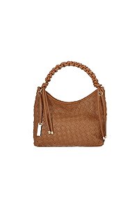 Bolsa Tote Médio Enfeites Alça Tresse Couro Luiza Barcelos Camel