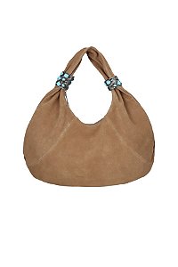 Bolsa Grande Camurça Hobo Ziper Aplicações Pedras Thassias Naves Luiza Barcelos Nude
