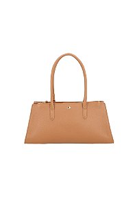 Bolsa Tote Couro Alça Médio Ziper Luiza Barcelos Camel