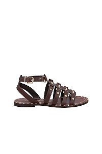 Rasteira Feminina Tiras Fivela Spikes Luiza Barcelos Marrom