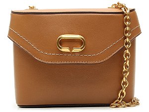 Bolsa Pequena Couro Alça Corrente Tiracolo Vicenza Camel