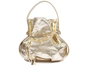Bolsa Pequena Metalcolor Bucket Corrente Triangulo Schutz Dourada