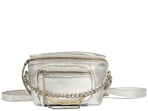 Bolsa Pequena Pochete Ziper Corrente Metalcolor Schutz Prata
