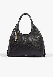 Bolsa Grande Agnes Couro Croco Tag Corrente Hobo Schutz Preto