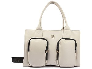 Bolsa Grande Logo Ziper Tote Alça Multimaterial Schutz Off White