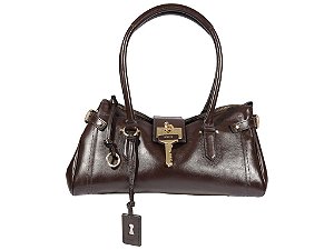 Bolsa Media Tote Chave Fechadura Couro Ziper Fivela Schutz Coffee