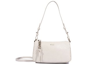 Bolsa Pequena Tiracolo Couro Ziper Logo Schutz Off White