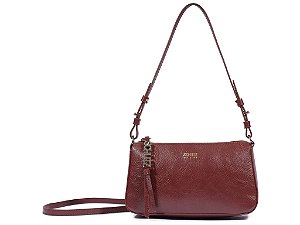 Bolsa Pequena Tiracolo Couro Ziper Logo Schutz Marsala