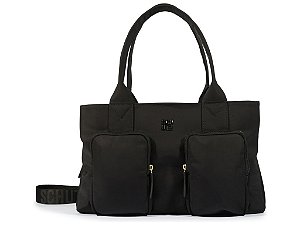 Bolsa Grande Logo Ziper Tote Alça Multimaterial Schutz Preto